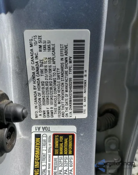 2016 Honda Cr-V Lx z USA, uszkodzony, nr VIN 2HKRM4H37GH600299